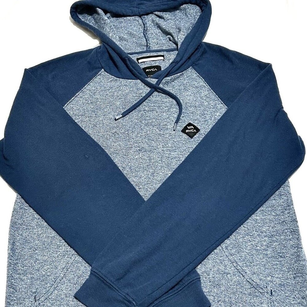 RVCA Blue Pullover Mens Size Small Henley Drawstring Lightweight Hoodie